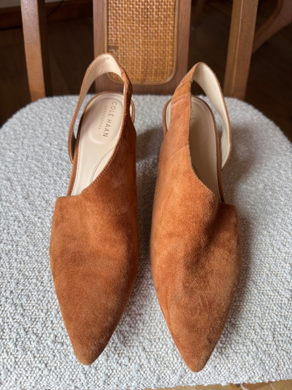Cole Haan Rust Suede Pointed-Toe Slingback Mules